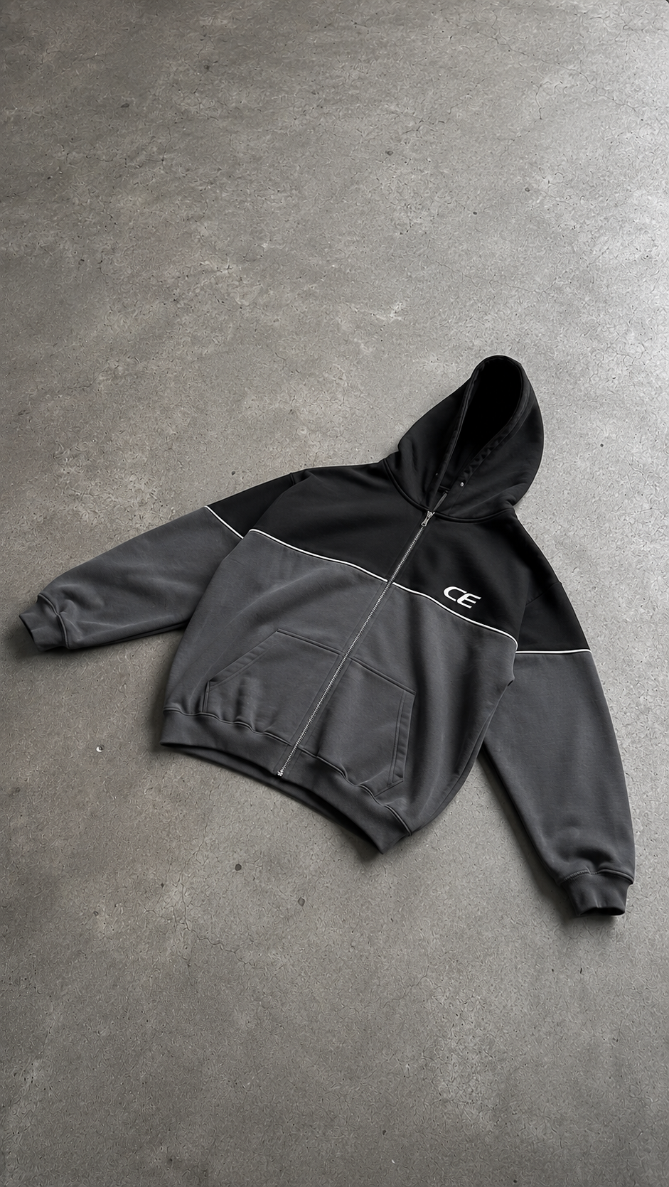 Present Panel Zip Hoodie - Core Grey